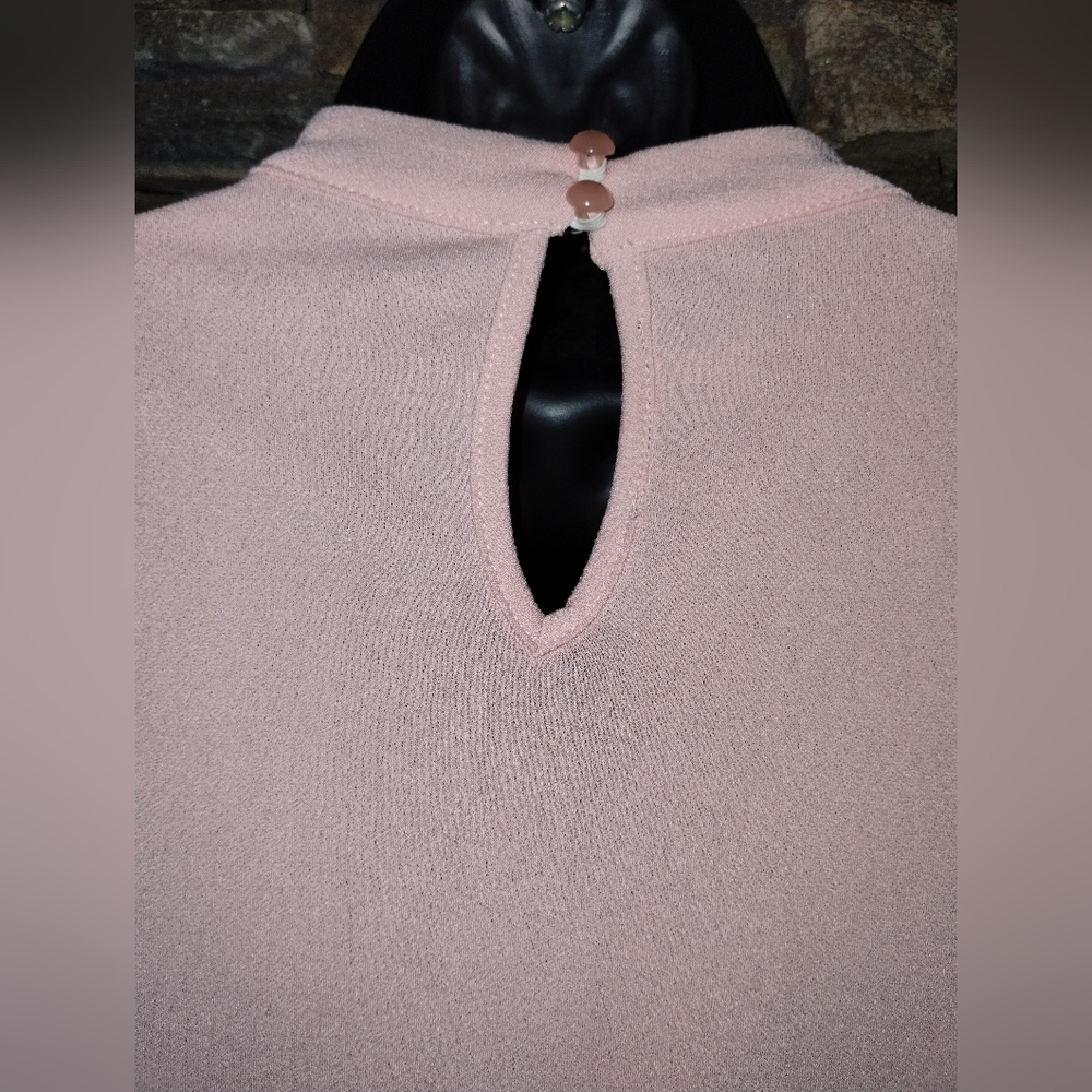 By & By NWT pale pink short sleeve blouse, v neck chocker neck - Picture 8 of 8